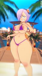 1girls 2023 3d 3d_(artwork) areolae beach belly_button big_areola big_breasts bikini bikini_bottom bikini_top brawl_stars breasts busty colette_(brawl_stars) curvaceous curvy curvy_body curvy_female curvy_figure curvy_hips female female_focus female_only front_view hair_ornament hair_over_one_eye huge_breasts large_areolae large_breasts light-skinned_female light_skin looking_at_viewer navel purple_bikini rev2rod sharp_teeth slim_waist smile solo solo_female solo_focus standing summer supercell teeth thick_thighs voluptuous voluptuous_female white_hair wide_hips