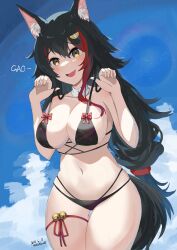 1girls big_breasts bikini black_hair breasts dated female hololive hololive_gamers hololive_japan long_hair ookami_mio swimsuit tagme virtual_youtuber wolf_ears wolf_girl wolf_tail