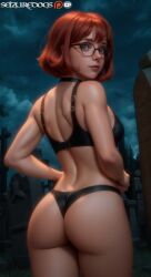 ai_generated female female_only graveyard pinup scooby-doo seizuredogs tagme velma_dinkley