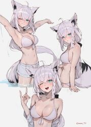 1girls bikini breasts female fox_ears fox_girl fox_shadow_puppet fox_tail hololive hololive_gamers hololive_gen_1 hololive_japan shirakami_fubuki sooon swimsuit tagme virtual_youtuber vtuber