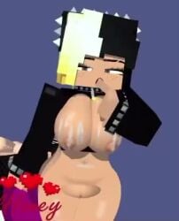 1boy animated big_breasts big_dick black_and_blonde_hair cum cum_drip cum_on_breasts dick female finger_in_mouth honey_(tah) mine-imator minecraft nude_male pussy sound tagme theactualhoney video