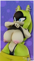 1girls 3d 3d_(artwork) blue_eyes ear_piercing female image nipple_piercing nipples sega solo solo_female sonic_(series) sonic_the_hedgehog_(idw) sonic_the_hedgehog_(series) surge_the_tenrec tahlian tenrec underwear