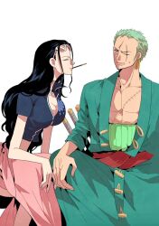 age_difference artist_request female female_focus flustered kissing love male nico_robin older_female one_piece pocky pocky_in_mouth pocky_kiss post-timeskip roronoa_zoro wholesome younger_male