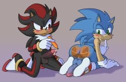 2boys absurd_res anthro anus ass balls blush bodily_fluids bodypaint duo gay genital_fluids genitals halloween hi_res holidays male male/male penis precum pumpkin_butt sega shadow_the_hedgehog sonic_(series) sonic_the_hedgehog sonic_the_hedgehog_(series) sonicinmind vein veiny_penis yaoi