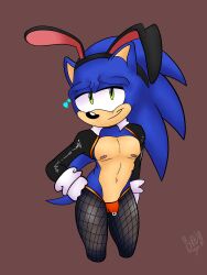 3:4 absurd_res anthro clothing eulipotyphlan fishnet fishnet_legwear hedgehog hi_res jockstrap legwear male mammal mobian_hedgehog nipples playboy playboy_bunny playboy_outfit playboy_suit rodent sega shadydaone solo solo_focus sonic_(series) sonic_the_hedgehog sonic_the_hedgehog_(series) underwear