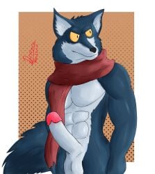 bergamo dani_(artist) dragon_ball dragon_ball_super erection furry male_focus male_only muscles nude penis solo solo_male wolf yiff