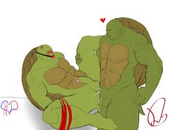 absurd_res anal anal_sex anthro anthro_only balls bodily_fluids cum duo genital_fluids genitals green_body green_skin hi_res leonardo_(tmnt) levana male male/male muscular muscular_anthro muscular_male penetration penis raphael_(tmnt) reptile scalie sex_toy sex_toy_in_mouth sex_toy_insertion teenage_mutant_ninja_turtles teenage_mutant_ninja_turtles_(2014) turtle