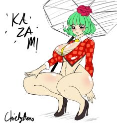 chiefyaero cleavage female high_heels huge_ass huge_breasts midriff thick_thighs touhou wide_hips yuka_kazami