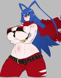 bikini_top breasts canon_genderswap disgaea disgaea_d2 exabyte genderswap_(mtf) huge_breasts laharl laharl-chan large_breasts nipple_bulge nippon_ichi_software parallax05 thick_thighs thighs