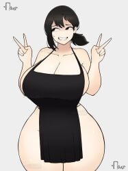 1girls 2023 ass big_ass big_breasts big_thighs black_hair breasts chainsaw_man female female_only gigantic_ass gigantic_breasts gigantic_thighs higashiyama_kobeni huge_ass huge_breasts huge_thighs looking_to_the_side naked naked_apron peace_sign short_hair smile smiling srnava sweatdrop tagme thick_hips thick_thighs thighs