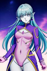 aeos ai_generated aios blue_body blue_eyes blue_hair dragon_ball goddess pointy_ears super_dragon_ball_heroes