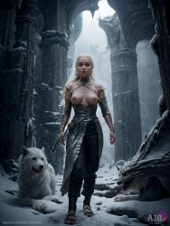 1girls actor actress ai8_uploads ai_generated ai_hands celebrity cleavage daenerys_targaryen detailed emilia_clarke exposed exposed_breasts fantasy female female_only game_of_thrones high_quality hourglass_figure hyperrealistic leak leaked looking_at_viewer naked_female nipples open_clothes sensitive small_waist solo stable_diffusion topless