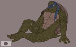 abs absurd_res anthro anthro_only balls biceps genitals green_body green_skin hi_res leonardo_(tmnt) male mask masturbation melek90 muscular muscular_anthro muscular_male pecs penis reptile scalie shell solo teenage_mutant_ninja_turtles teenage_mutant_ninja_turtles_(2014) turtle turtle_shell vein veiny_penis