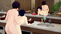 3d akira_kurusu bathroom doggy_style kghgk male/male mirror persona_5 skinny yaoi yusuke_kitagawa