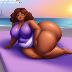 1girls 4k ai_generated areola areola_slip areolae ass bbw beach belly belly_button big_belly big_breasts bikini black_milf breasts brown_body dark-skinned_female dark_skin fat female female_only highres hips huge_ass huge_hips huge_thighs massive_thighs matronai_(artist) mature mature_female mature_woman navel obese obese_female overweight overweight_female patreon patreon_username pinup solo ssbbw stable_diffusion sweat sweating swimsuit thick_thighs thighs twitter_username wide_hips