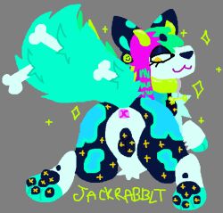 anus bolt_(jackrabbit) canine_pussy female feral fur furry_only hair horns jackrabbit_(artist) nonbinary_(lore) solo solo_female solo_feral sparkledog