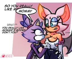 <3_eyes 2023 2girls age_difference animal_humanoid anthro anthro_on_anthro archie_comics ass awkward awkward_smile bat bat_wings big_breasts big_ears blaze_the_cat blush bodily_fluids breast_fondling breast_out breast_play breast_squish breasts butt_grab cat_humanoid clothed clothing cringing dialogue dialogue_box digital_drawing_(artwork) digital_media_(artwork) domestic_cat duo english_text eviltqf eyelashes eyeliner felid felid_humanoid feline feline_humanoid felis female female/female female_only fingers fondling fur gloved_hands gloves green_eyes grope groping_breasts hair hand_on_breast hand_on_butt handwear heart huge_breasts humanoid idw_publishing makeup mammal mammal_humanoid megabat membrane_(anatomy) membranous_wings mobian_cat mommy_kink open_mouth partially_clothed ponytail princess purple_body purple_fur rouge_the_bat royalty sega shaded simple_background size_difference sketch small_breasts smile sonic_(series) sonic_adventure sonic_the_hedgehog_(archie) sonic_the_hedgehog_(comics) sonic_the_hedgehog_(idw) sonic_the_hedgehog_(series) sonic_x speech_bubble squish sweat sweatdrop teeth text thick_thighs tight_clothing white_body white_fur wide_eyed wings yellow_eyes