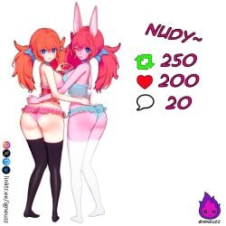 1girls 2d 2girls anthro areolae big_breasts blue_eyes breasts bunny_ears bunny_girl bunny_humanoid dreamflower dreamflowerbunny female female_focus female_only female_solo highres humanization humanized igneuzz jumping lingerie lingerie_only looking_at_viewer multiple_girls nipples one_eye_closed one_leg_up open_mouth partially_clothed pink_hair pink_skin revealing_clothes reverie reverie_(dreamflowerbunny) solo solo_female strip_game stripgame tagme thighs