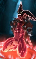 bara featureless_crotch guilty_gear hands_behind_back male male_only muscles muscular on_knees sol_badguy sol_badguy_(dragon_install) solo solo_male todex