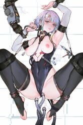 1girls arms_up big_ass big_breasts breasts breasts_out cd_projekt_red cyberpunk:_edgerunners feet female female_only iuui leotard light-skinned_female lucyna_kushinada spread_legs stirrup_legwear stirrup_socks studio_trigger thick_thighs toes