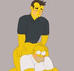 20th_century_fox 20th_century_studios 2boys anal_penetration blush elon_musk gay homer_simpson implied_sex male/male middle_aged sweat the_simpsons