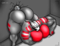 2boys bara big_ass butt_crush crushing gay huge_ass male male_only pinned pinned_to_wall pressing_against_wall size_difference xcomunit7