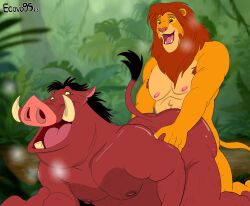 2boys anal_sex body_hair disney ecovo95 furry idunoo5 interspecies jungle male male/male male_only pumbaa simba tagme the_lion_king yiff