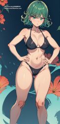 1girls ai_generated bikini black_bikini female female_only green_eyes green_hair karmino one-punch_man solo tatsumaki tight_bikini