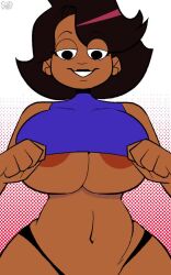 african_female big_breasts breasts breasts character_name character_request clothing dark-skinned_female flirting fushigukuro nokkorone tagme video