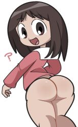 ass azumanga_daiou brown_eyes brown_hair bubble_butt female_only looking_at_viewer osaka_ayumu_kasuga simple_shading tagme vilepluff white_background