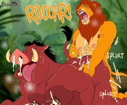 2boys anal_sex body_hair disney ecovo95 furry idunoo5 interspecies jungle male male/male male_only pumbaa simba tagme the_lion_king yiff