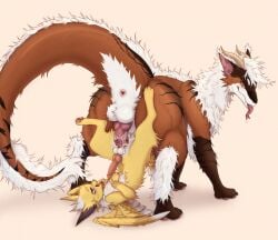 2023 anal anal_sex anus arishka duo eeveelution erection felkin feral feral_on_feral feral_penetrated feral_penetrating feral_penetrating_feral generation_1_pokemon genitals hi_res jolteon knot larger_feral larger_male looking_pleasured lying male male/male male_penetrated male_penetrating male_penetrating_male nintendo on_back open_mouth penetration penile penile_penetration penis penis_in_ass pokemon pokemon_(species) sex simple_background size_difference smaller_feral smaller_male smaller_penetrated tongue tongue_out