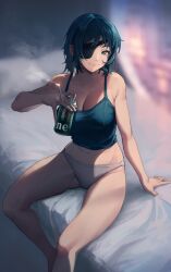 1girls ass_visible_through_thighs beer big_breasts chainsaw_man cleavage female female_only heineken himeno_(chainsaw_man) light-skinned_female looking_at_viewer mappa panties pov sanma smile smiling_at_viewer thick_thighs wholesome