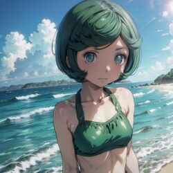 1girls ai_generated artist_request berserk bikini breasts female green_hair human light-skinned_female light_skin schierke short_hair tagme witch