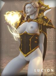 1female 3d 3d_(artwork) blizzard_entertainment calia_menethil female forsaken kneeling light_skin lucionart priest priest_(warcraft) solo solo_focus undead undead_(warcraft) undead_female warcraft white_eyes white_hair world_of_warcraft