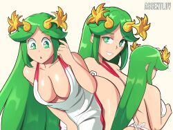 1girls assentlov breasts female female_only green_eyes green_hair kid_icarus nintendo palutena solo