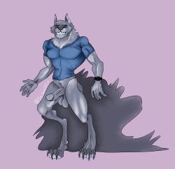 abs animal_humanoid anthro ass balls biceps big_breasts big_butt breasts canid canid_humanoid canine canine_humanoid canis claws clothed clothing digital_drawing_(artwork) digital_media_(artwork) erection fur genitals grey_body grey_fur hi_res huge_butt humanoid humanoid_genitalia humanoid_penis looking_at_viewer male mammal mammal_humanoid muscular muscular_anthro muscular_male nude pecs penis selem997 shirt simple_background smile solo solo_focus t-shirt tail teeth thick_thighs tight_clothing topwear were werecanid werecanine werewolf wolf