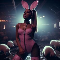 ai_generated ariana_grande bunny_ears bunny_girl bunnysuit celebrity dall-e3 dirty female female_only long_hair realistic