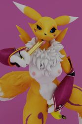 3d_(artwork) anthro athletic banana bandai_namco belly breasts digimon digimon_(species) digital_media_(artwork) dildo eating female food food_fetish food_insertion food_play fruit hi_res honigkuchenpferd improvised_sex_toy licking masturbation medium_breasts navel nude penetration plant renamon renamon_(warfaremchine) sex_toy solo tail tongue tongue_out vaginal_penetration vibrator warfaremachine