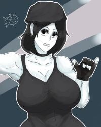 breasts carlosslimex fully_clothed goth hat muscular tagme veronica_(saltynoodles) white_body