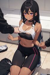 ai_generated boob_grab original_character tanned