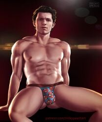 actor bulge celebrity human human_only in_character jockstrap jockstrap_only light-skinned_male light_skin male male_only marvel marvel_cinematic_universe milkypeach232 muscular muscular_male peter_parker shirtless_male spider-man spider-man_(series) spider-man_(tom_holland) spider-man_underwear themed_underwear tom_holland underwear underwear_only