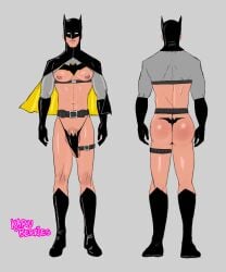 ass bara batman_(cosplay) big_ass_(male) character_sheet front_and_back gay_male himbo solo_male superhero