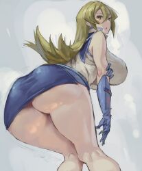 1girls alexis_rhodes ass ass_focus blonde_hair breasts clothing fat_ass_teen female gloves huge_ass huge_breasts human kazo large_breasts long_hair looking_back school_uniform skirt surprised teenager tenjouin_asuka thick_ass thick_thighs wide_hips yu-gi-oh! yu-gi-oh!_gx