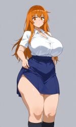 1girls ai_generated big_ass big_breasts clothed clothing gamo-chan looking_at_viewer please_don't_bully_me,_nagatoro school_uniform solo solo_female