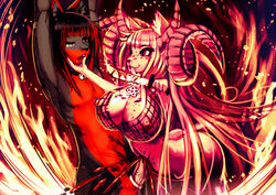 blood breasts cock_ring collar demon devil female fire fishnet gore hell horn huge_breasts kiln knife male nipples penis