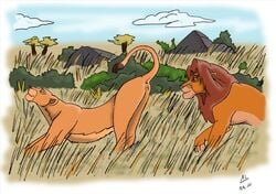 disney feline female female_feral feral king lion lioness male nala orka royalty simba stretching the_lion_king