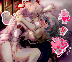 female fingering fujiwara_no_mokou keine_kamishirasawa komaku_juushoku konac multiple_girls pussy_juice touhou yuri