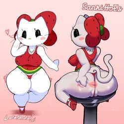 1girls anthro anus anus_peek big_breasts cat_tail feline feline female female_only grabbing_own_ass groping hello_kitty kitty_white lofasnofa necklace panties pussy pussy_floss sanrio sitting solo solo_female spread_anus spreading_ass tail thick_thighs watermelon