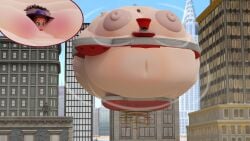 1girls blob city_background ecpenguin33 exposed_breasts fat_face hyper overweight overweight_female pauline_(mario) super_mario_bros. super_mario_odyssey